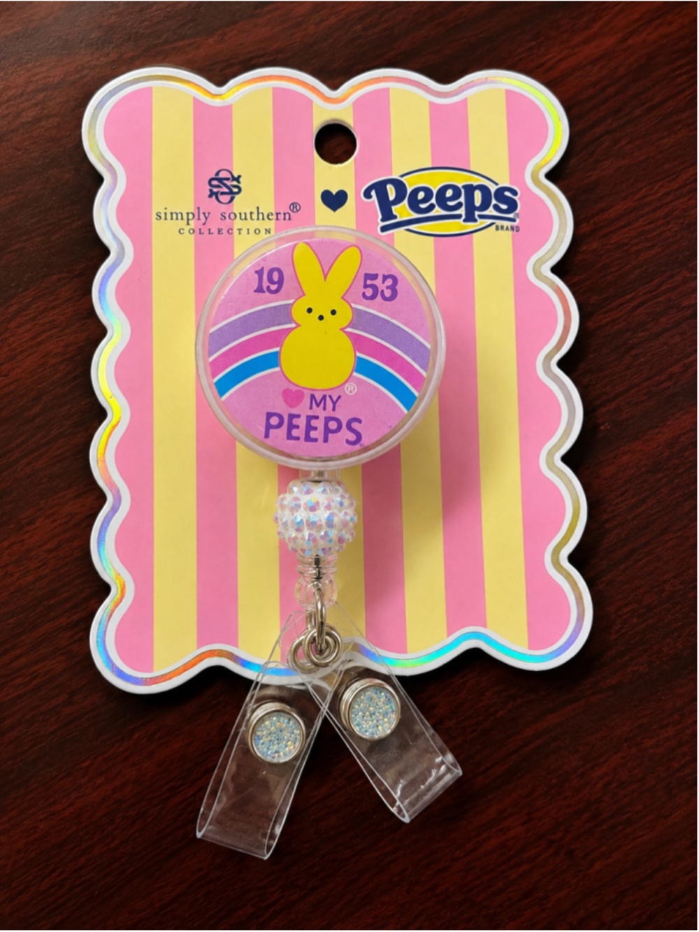 Simply Southern PEEPS Bunny Retractable Badge Reel NWT